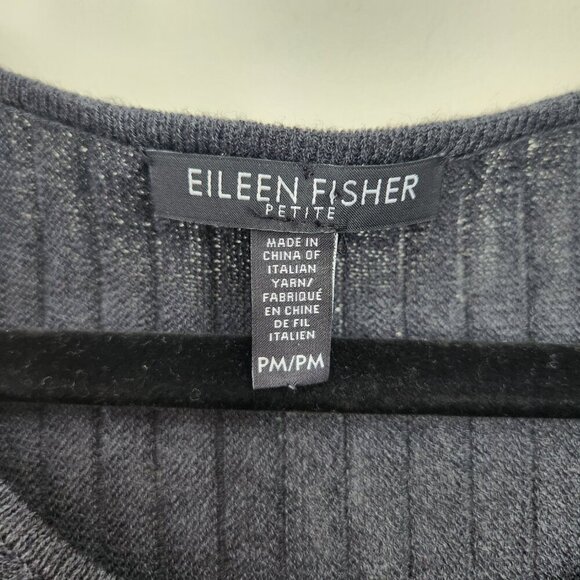 Eileen Fisher Dress Womens PM Wool Pleated Ribbed Knee Length Minimalist Gray  - - Picture 3 of 9